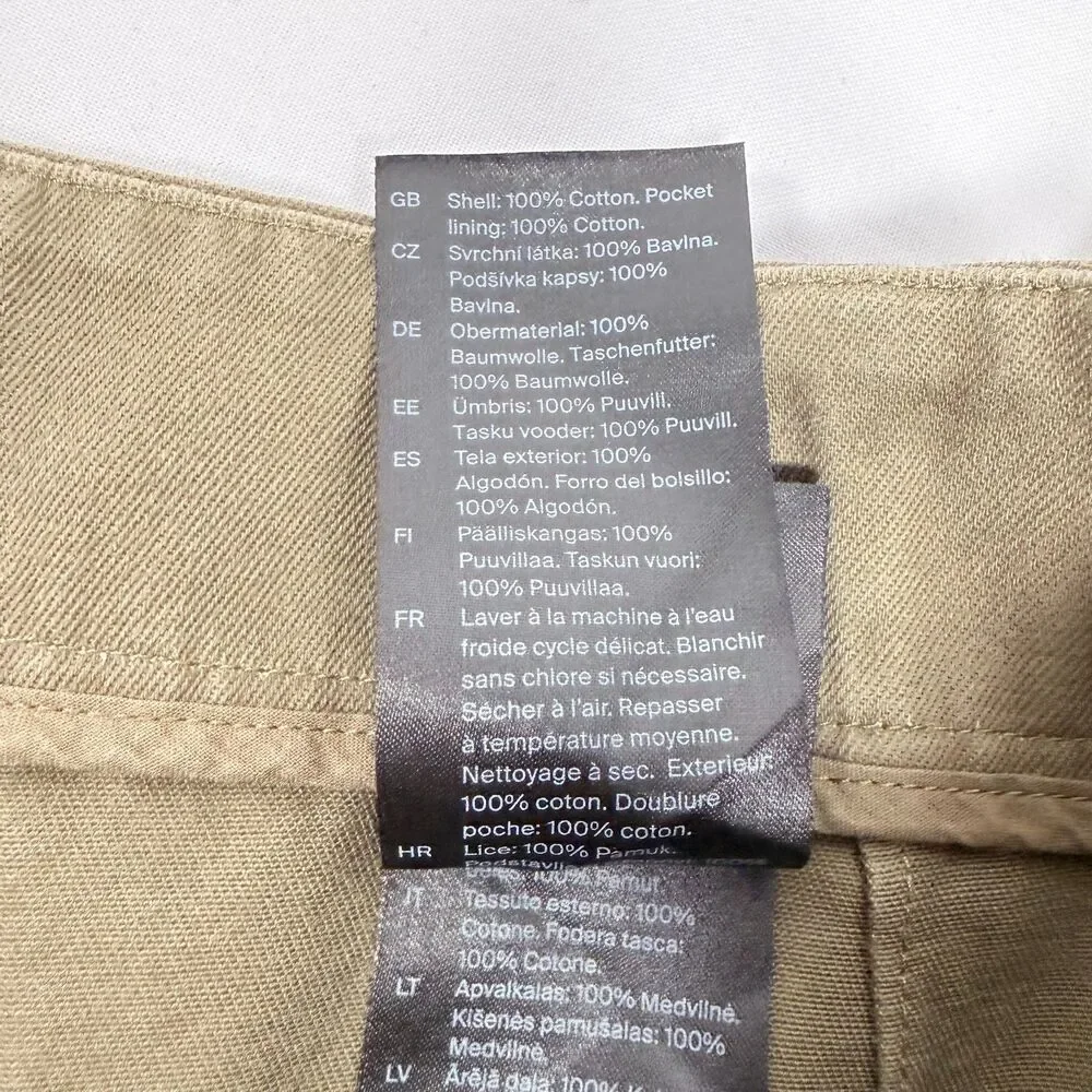 Pleated Cropped COS Olive Khaki Cotton Trouser Pants Size 12